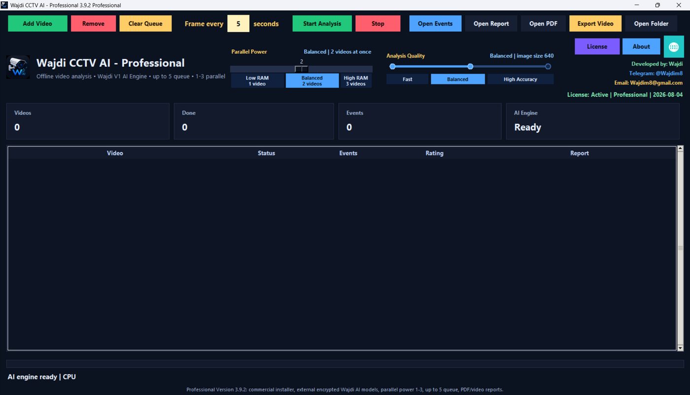 Wajdi CCTV AI main interface